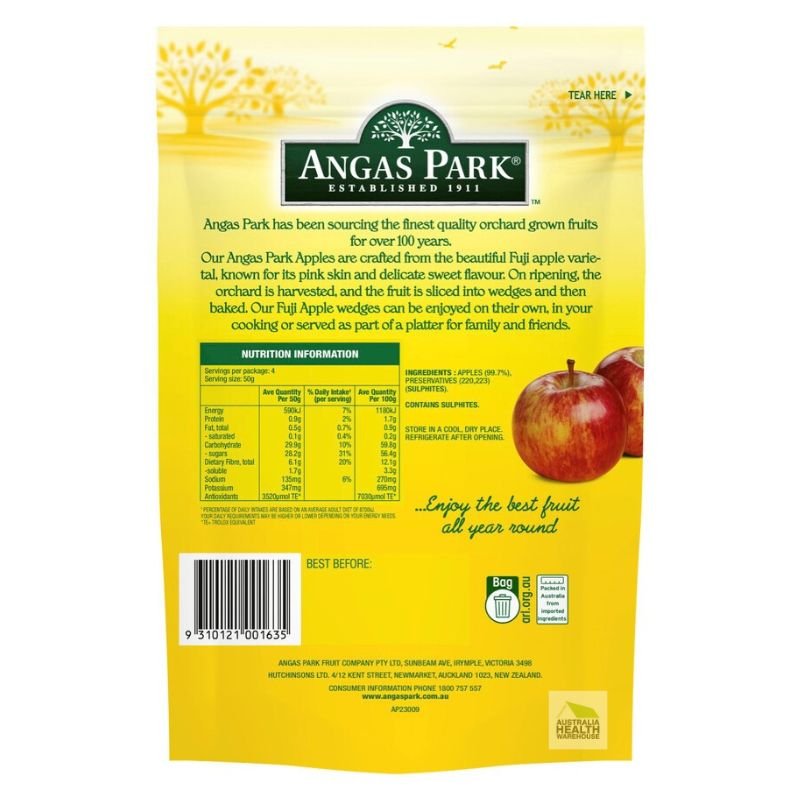 [Expiry: 03/2025] Angas Park Fuji Sliced Dried Apples 200g