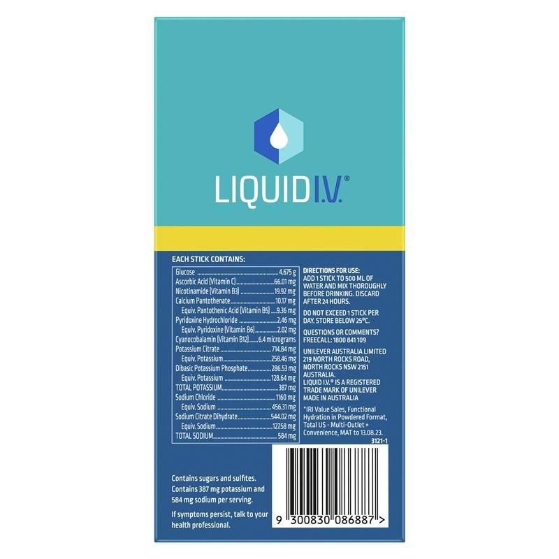 [Expiry: 04/2025] Liquid I.V. Hydration Multiplier 10 Powder Sticks - Lemon Lime Flavour