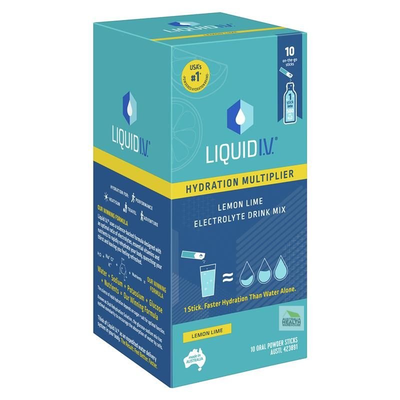 [Expiry: 04/2025] Liquid I.V. Hydration Multiplier 10 Powder Sticks - Lemon Lime Flavour