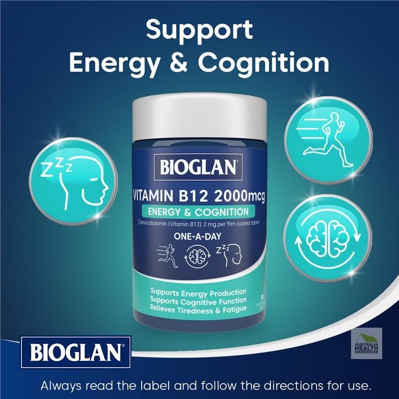 [Expiry: 10/2026] Bioglan Vitamin B12 2000mcg 90 Tablets