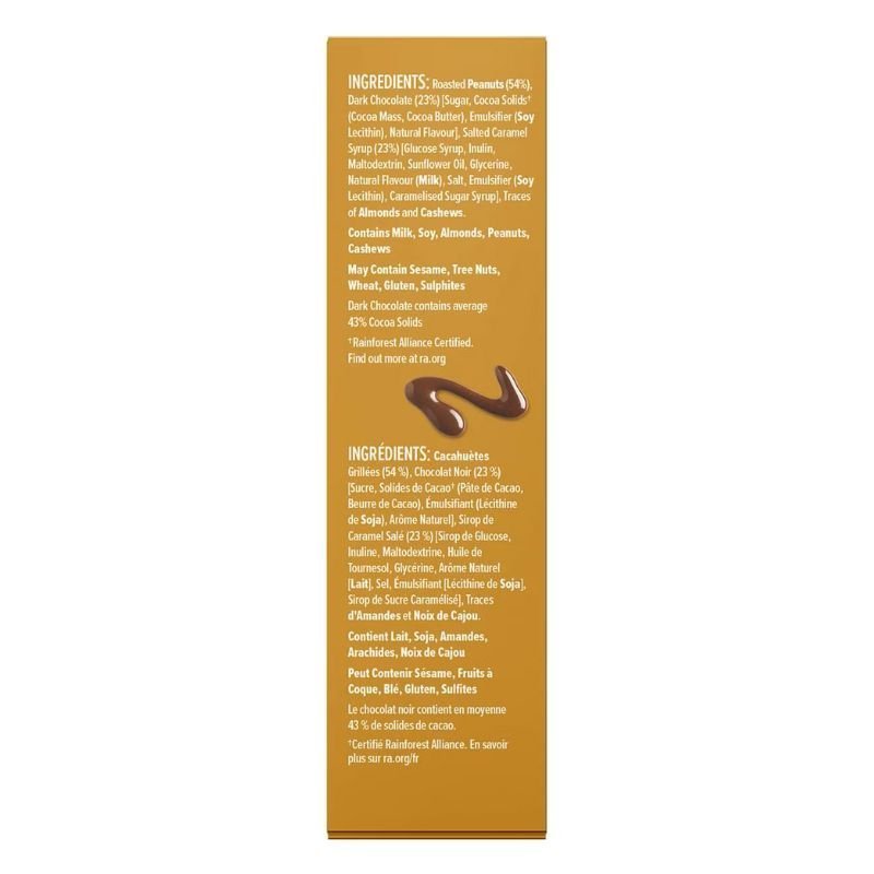 [CLEARANCE Expiry: 26/11/2024] Nice & Natural Chocolate Nut Bars Salted Caramel 6 Bars 180g