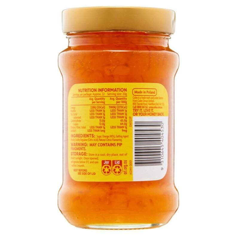 [Expiry: 25/05/2025] Coles Breakfast Marmalade 450g