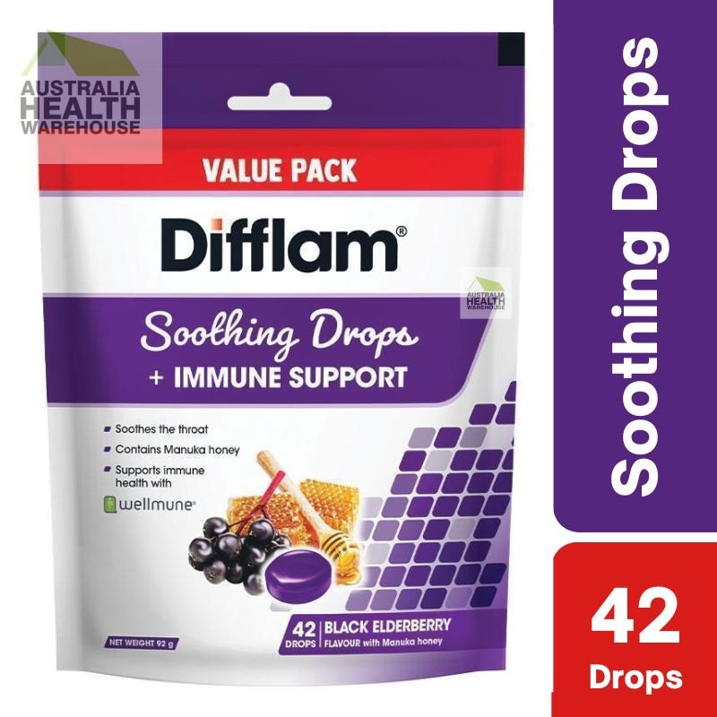 [Expiry: 02/2026] Difflam Soothing Drops + Immune Support Black Elderberry 42 Drops