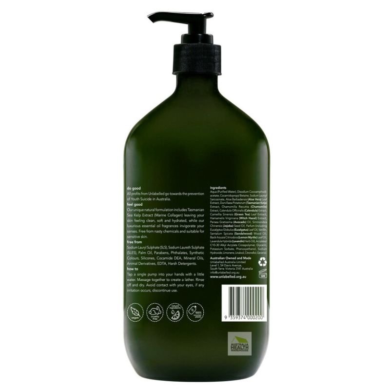 Unlabelled Lemon Myrtle, Sandalwood & Eucalyptus Body Wash 1 Litre