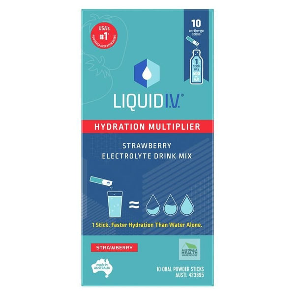 [Expiry: 06/2025] Liquid I.V.  Hydration Multiplier 10 Powder Sticks - Strawberry