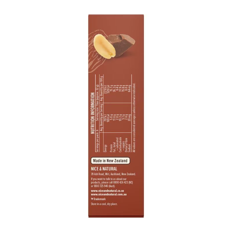 [CLEARANCE Expiry: 20/01/2025] Nice & Natural Roasted Nut Bars Real Milk Chocolate 6 Bars 192g