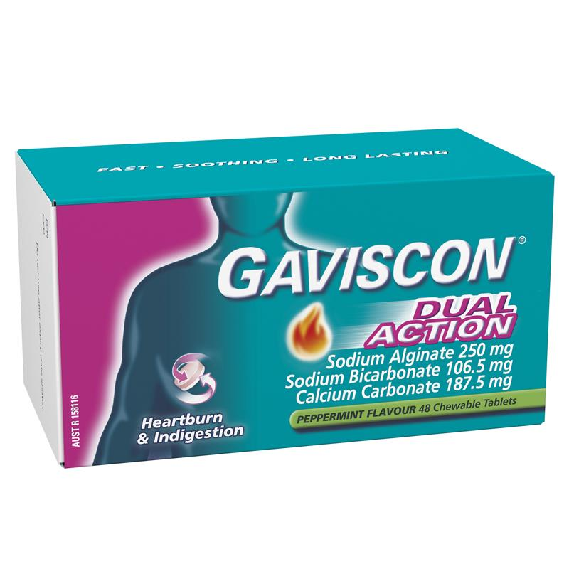 [Expiry: 01/2026] Gaviscon Dual Action Peppermint 48 Tablets