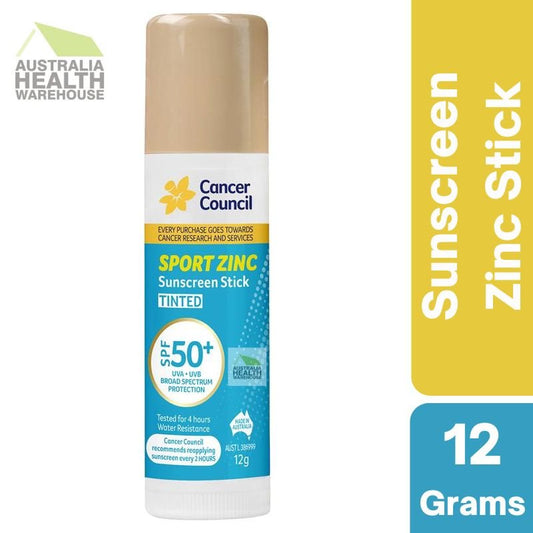 [Expiry: 08/2026] Cancer Council SPF 50+ Sport Zinc Sunscreen Stick Tinted 12g