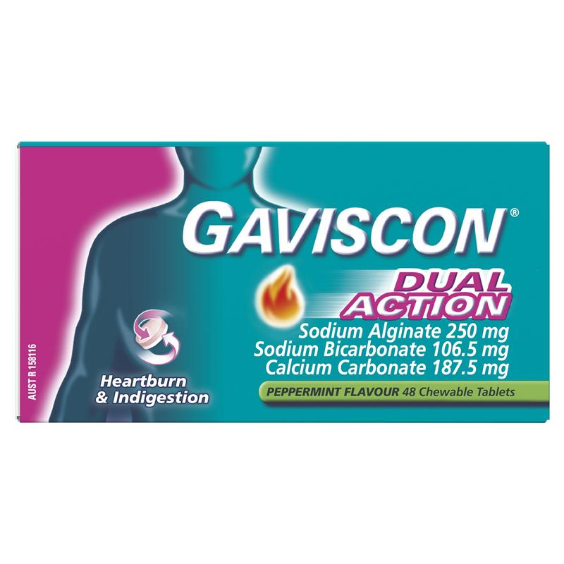 [Expiry: 01/2026] Gaviscon Dual Action Peppermint 48 Tablets