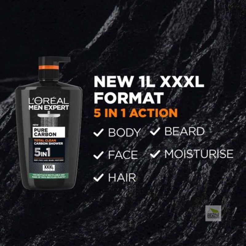 L'Oréal Men Expert Pure Carbon Total Clean Shower Gel 1 Litre