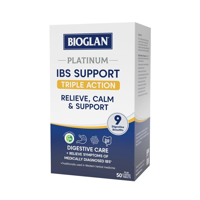 [Expiry: 04/2027] Bioglan Platinum IBS Support Triple Action 50 Tablets