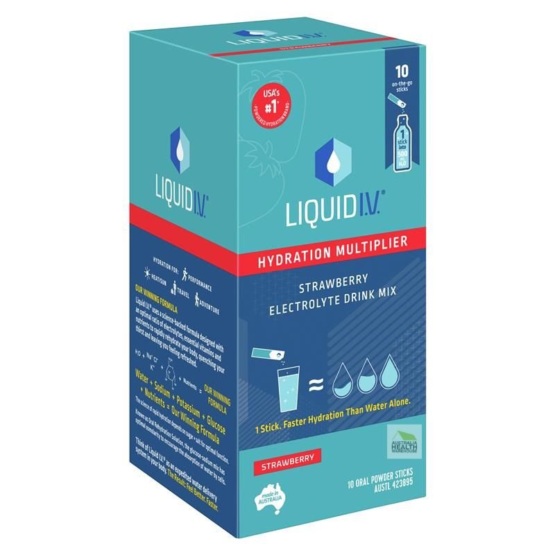 [Expiry: 06/2025] Liquid I.V.  Hydration Multiplier 10 Powder Sticks - Strawberry