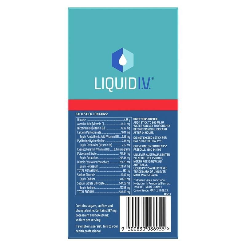 [Expiry: 06/2025] Liquid I.V.  Hydration Multiplier 10 Powder Sticks - Strawberry