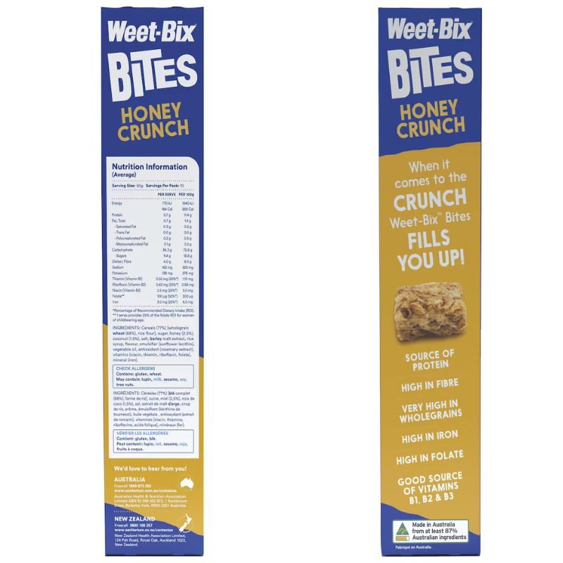 [Expiry: 06/07/2025]  Sanitarium Weet-Bix Bites Honey Crunch Breakfast Cereal 510g