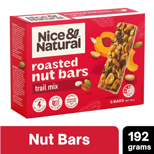 [Expiry: 18/02/2025] Nice & Natural Roasted Nut Bars Trail Mix with Yoghurt 6 Bars 192g