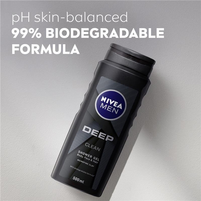 [Expiry: 02/2025] Nivea Men Deep Clean Shower Gel 500mL