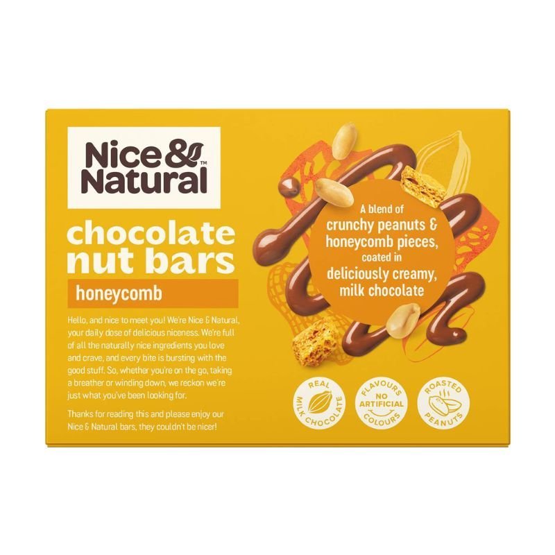 [Expiry: 12/02/2025] Nice & Natural Chocolate Nut Bars Honeycomb 6 Bars 180g