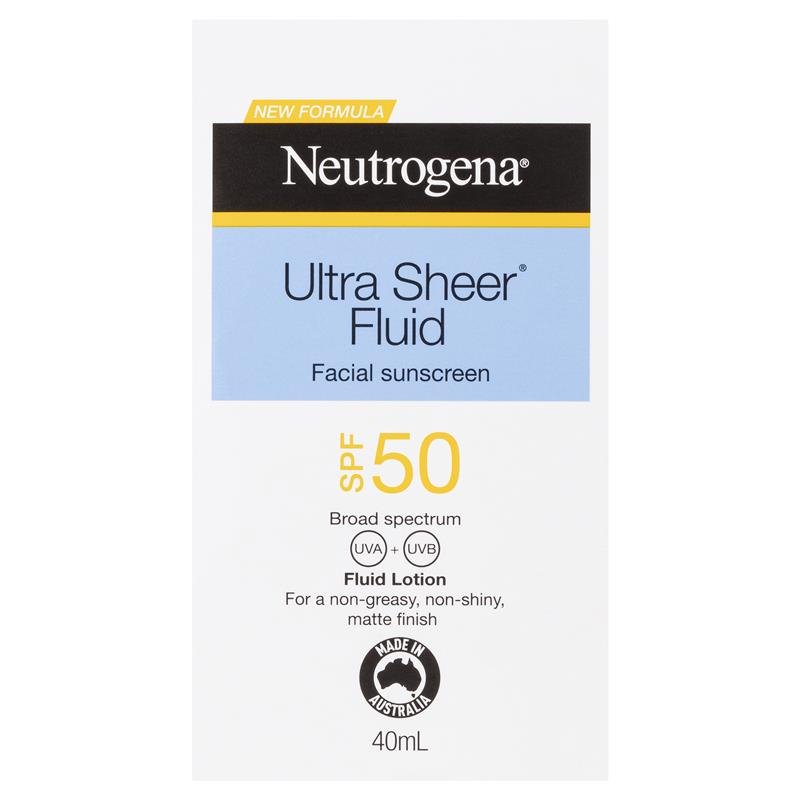 [Expiry: 11/2025] Neutrogena Ultra Sheer Fluid Facial Sunscreen SPF 50 40mL