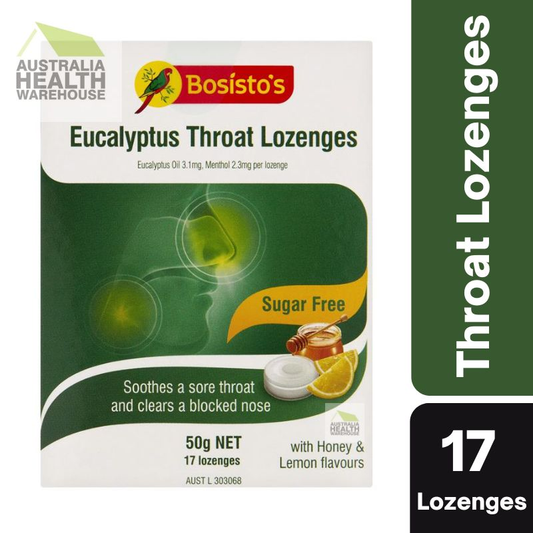 [Expiry: 10/2025] Bosisto's Sugar Free Eucalyptus 17 Throat Lozenges 50g