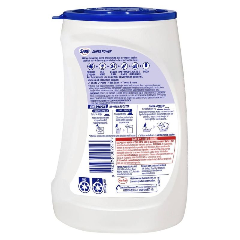 [Expiry: 05/2026] Sard Super Power Stain Remover Antibacterial Powder Soaker 900g