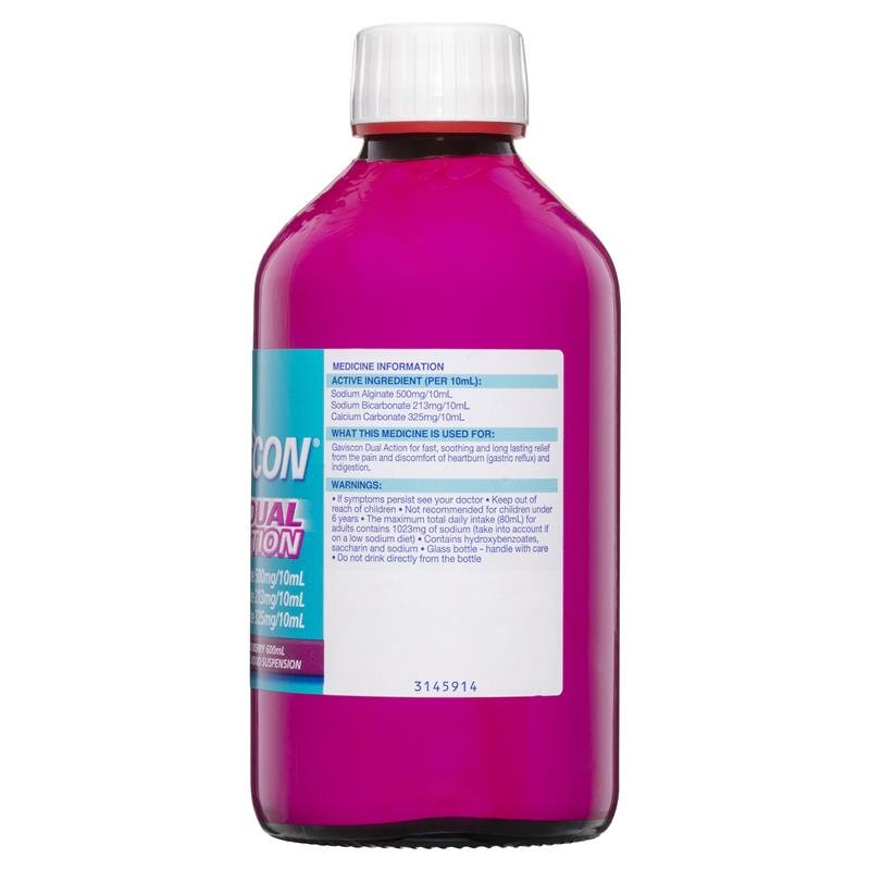 [Expiry: 02/2026] Gaviscon Liquid Dual Action Mixed Berry 600mL