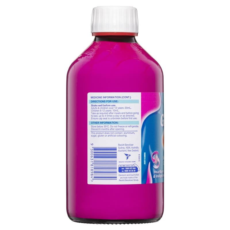 [Expiry: 02/2026] Gaviscon Liquid Dual Action Mixed Berry 600mL