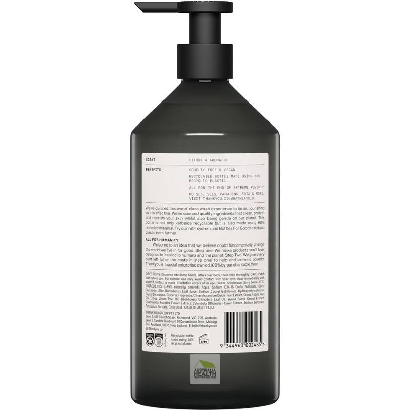 Thankyou Botanical Lemon Myrtle & Oat Milk Body Wash 1 Litre