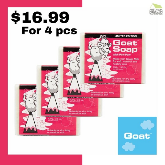 Goat Soap with Paw Paw Value Pack (4 x 100g Soap Bars) Limited Edition