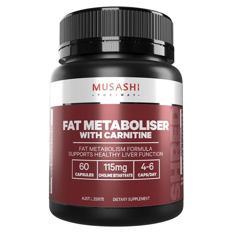 [Expiry: 04/2027]  Musashi Fat Metaboliser + Carnitine 60 Capsules