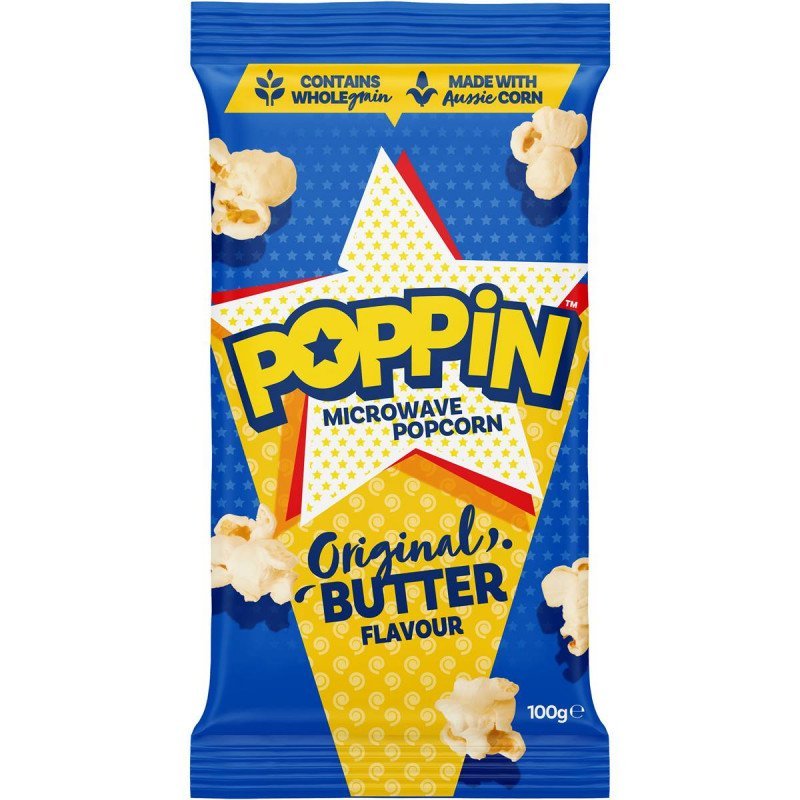 [Expiry: 21/05/2025] Poppin Microwave Popcorn Original Butter Flavour 100g