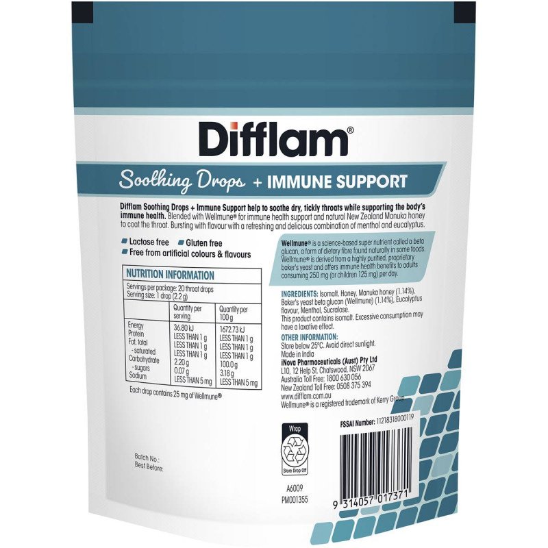 [Expiry: 04/2025] Difflam Soothing Drops + Immune Support Menthol Eucalyptus 20 Drops