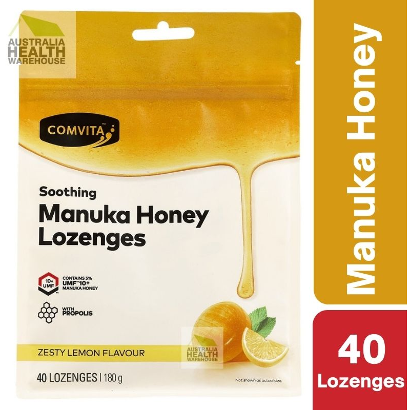 [Expiry: 05/2027] Comvita Manuka Honey Lozenges with Propolis Zesty Lemon Flavour 40 Lozenges