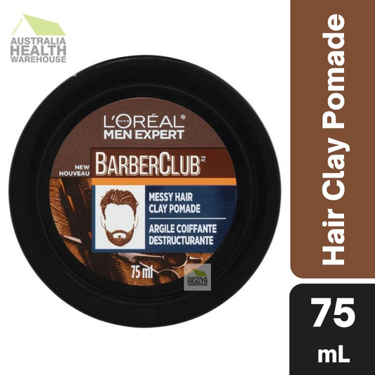 L'Oreal Men Expert Barber Club Messy Hair Clay Pomade - Strong Hold Matt Finish 75mL