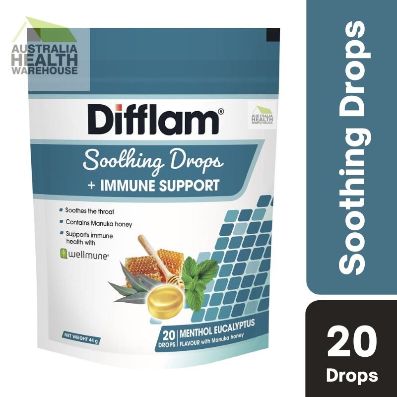 [Expiry: 04/2025] Difflam Soothing Drops + Immune Support Menthol Eucalyptus 20 Drops