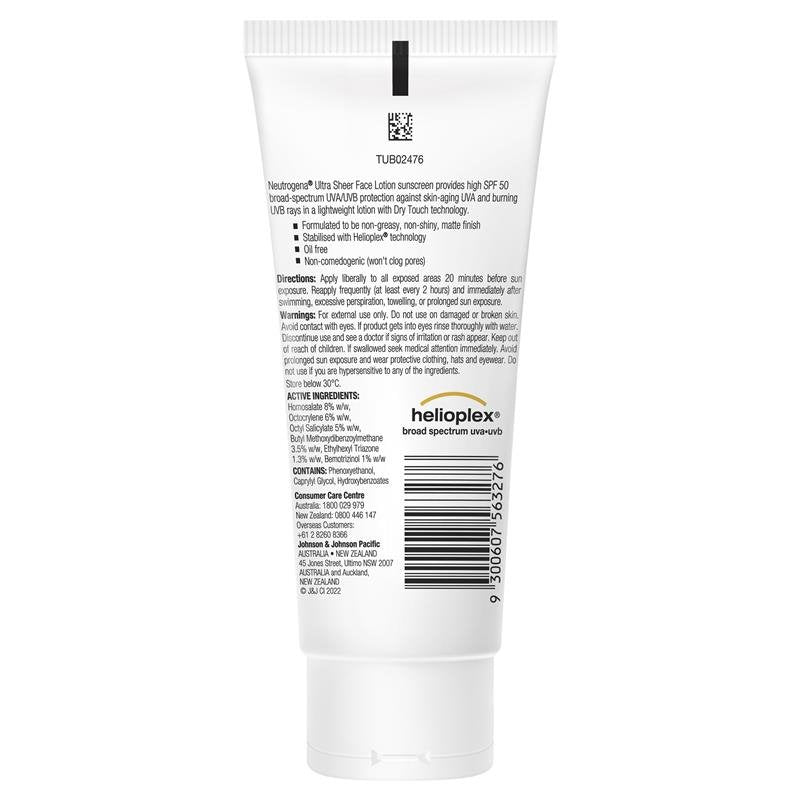 [Expiry: 12/2025] Neutrogena Ultra Sheer Face Lotion Sunscreen SPF 50 88mL