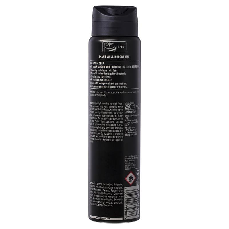 Nivea Men Deep Espresso Anti-Perspirant Deodorant Spray 250mL