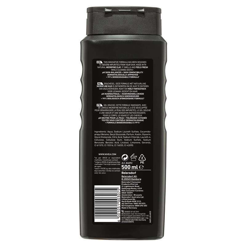 [Expiry: 02/2025] Nivea Men Deep Clean Shower Gel 500mL