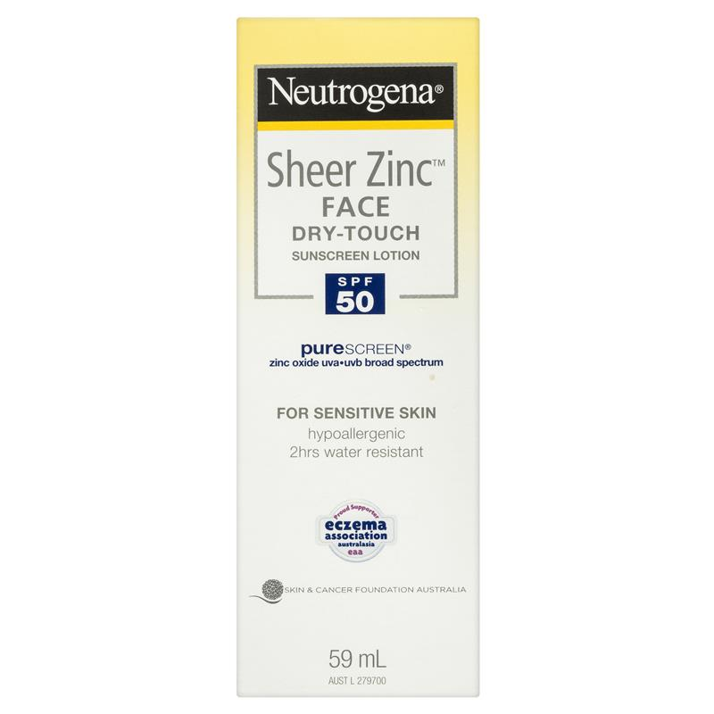 [CLEARANCE Expiry: 01/2025] Neutrogena Sheer Zinc Face Dry-Touch Sunscreen Lotion SPF50 59mL