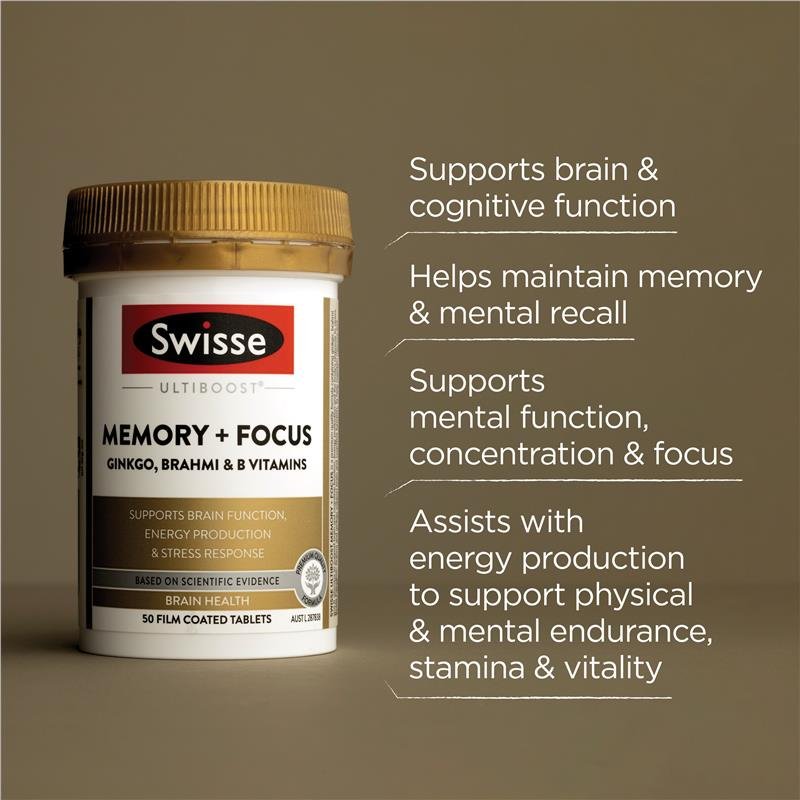 [Expiry: 12/2025] Swisse Ultiboost Memory + Focus 50 Tablets