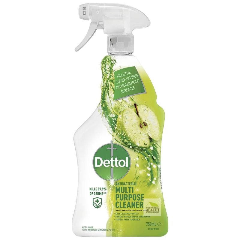 Dettol Antibacterial Multipurpose Cleaner Hospital Grade Disinfectant Trigger Spray Crisp Apple 750mL February 2025