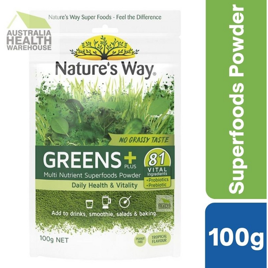 Nature's Way Superfoods Greens Plus Powder 100g April 2025