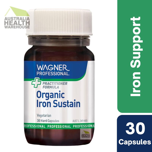 [CLEARANCE Expiry: 07/2024] Wagner Professional Organic Iron Sustain 30 Vegetarian Capsules