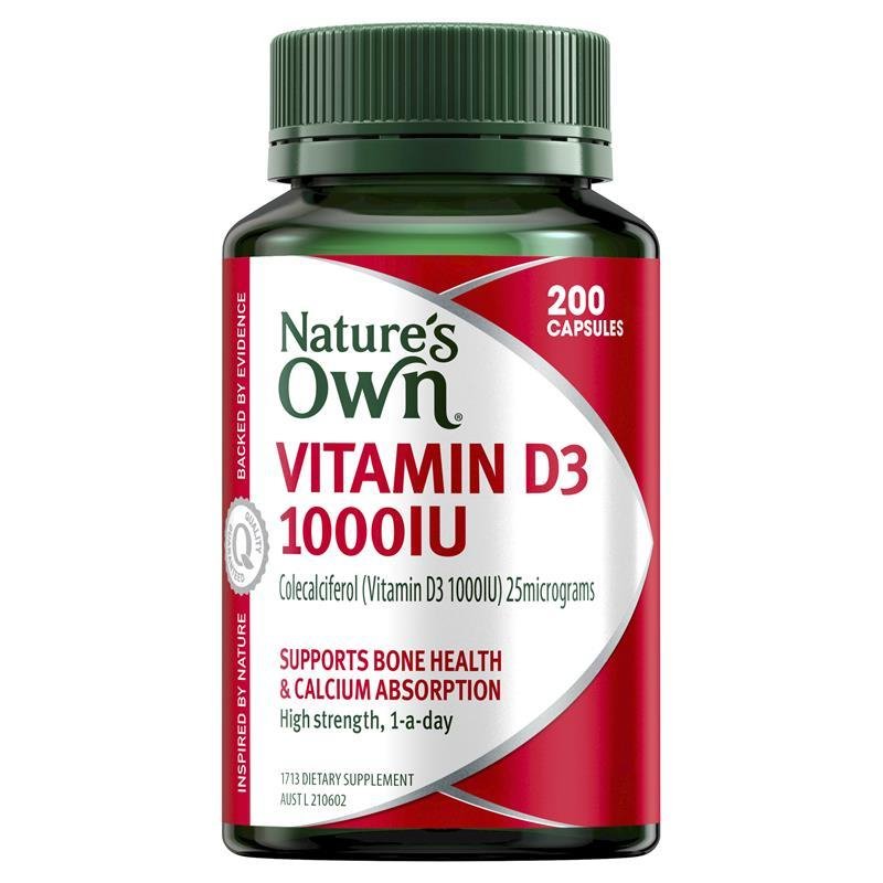 [CLEARANCE Expiry: 10/2024] Nature's Own Vitamin D3 1000IU 200 Mini Capsules