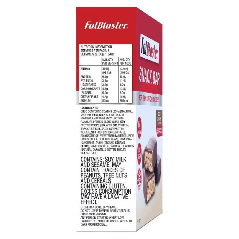 [CLEARANCE Expiry: 11/2024] Naturopathica Fatblaster Choc Caramel Snack Bar 5 x 30g