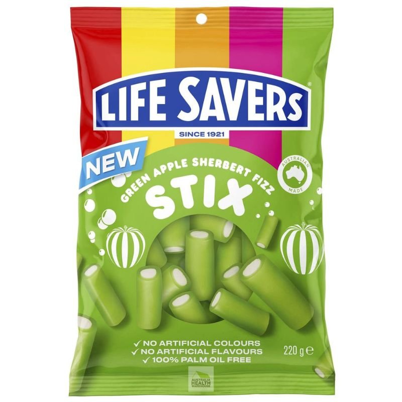 Lifesavers Green Apple Sherbert Fizz Stix 220g [20 February 2024]