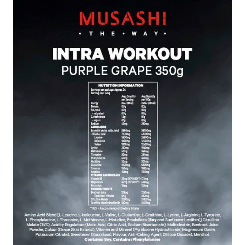 [Expiry: 08/2025] Musashi Intra Workout Purple Grape Flavour 350g