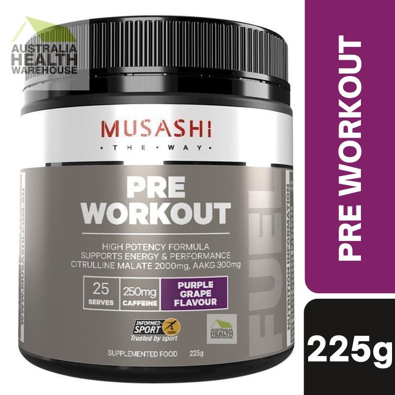 [Expiry: 05/2025] Musashi Pre-Workout Powder Purple Grape Flavour 225g