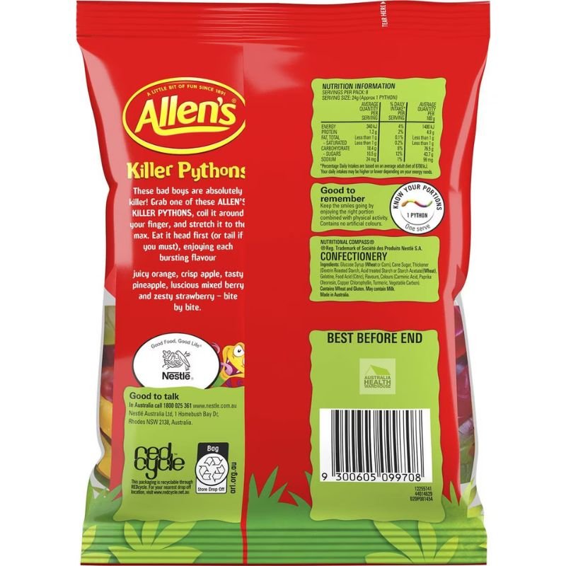 [EXP: May 2024] Allen's Killer Pythons Lollies 192g