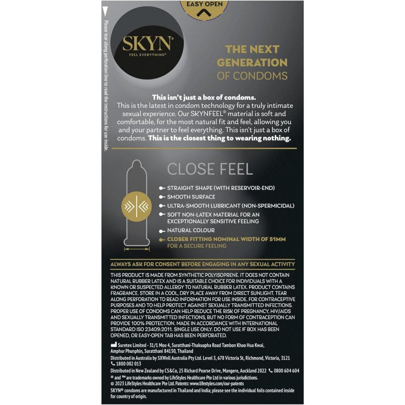 [Expiry: 07/2028] SKYN Close Feel Condoms 10 Pack