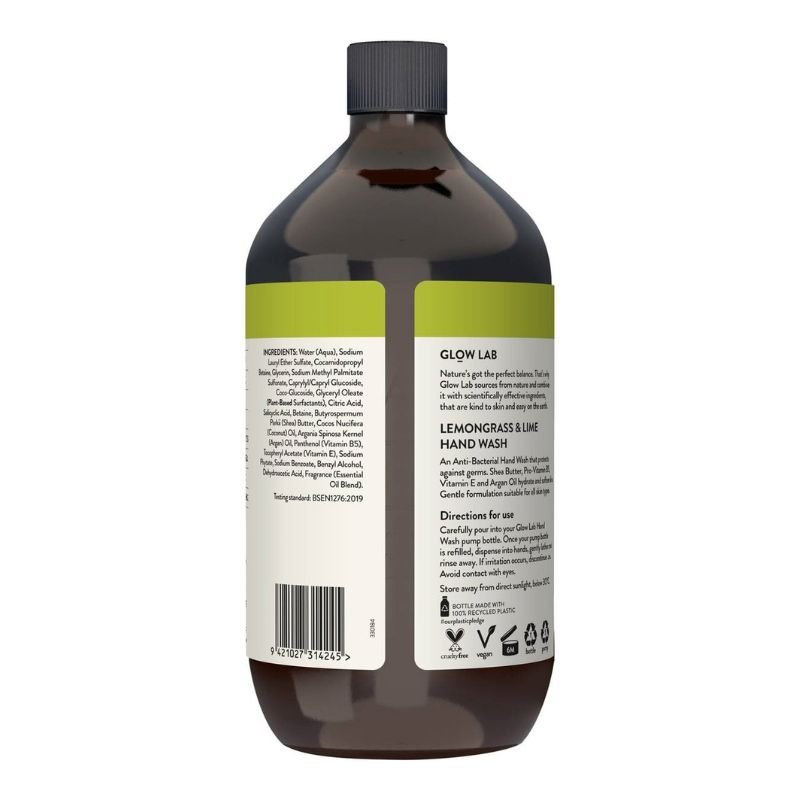 [Expiry: 01/2026] Glow Lab Lemongrass & Lime Hand Wash Anti-Bacterial Refill 900mL